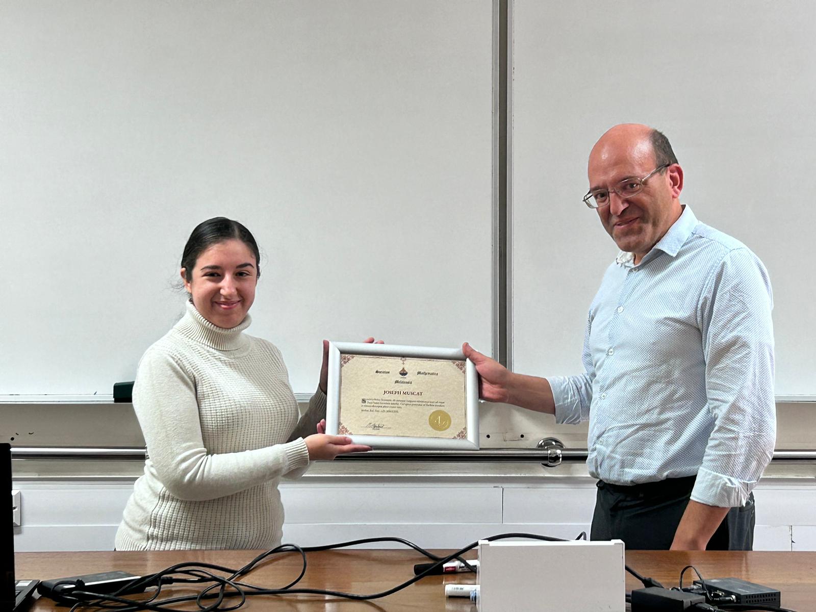 President Maria Aquilina Presents Prof. Joseph Muscat with Peerage Certificate